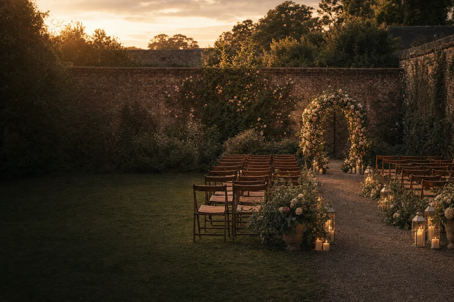 A candlelit walled garden · Hampshire
